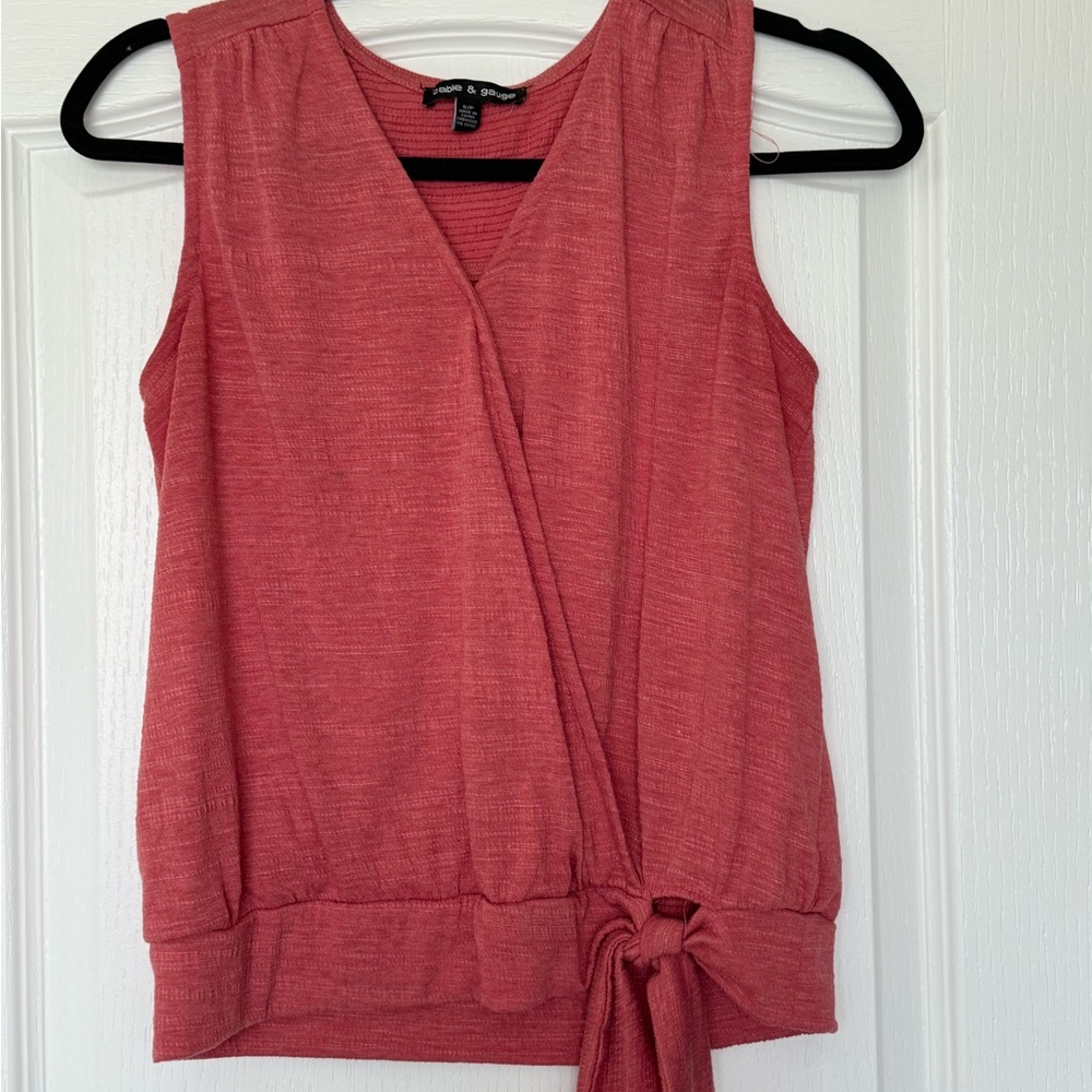 Cable & Gauge Melon Sleeveless Wrap Tank Top